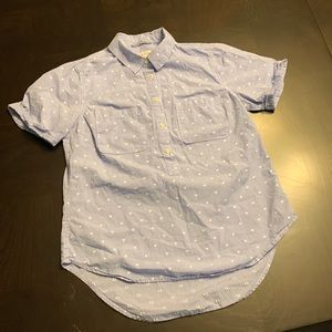 5/$15 Merona blue and white dot button up
